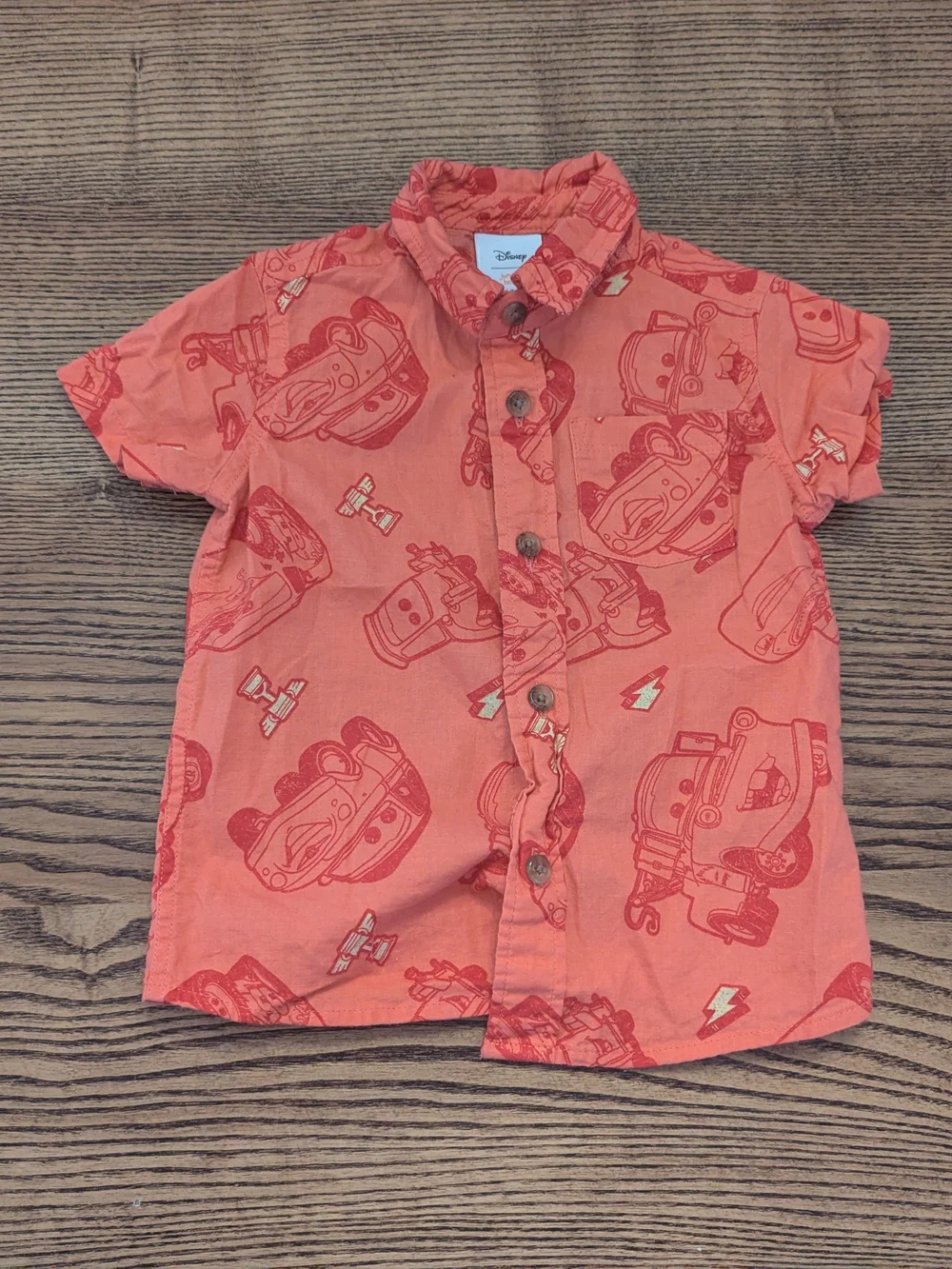 EUC Disney Jumping Beans Baby Boy 18 Month Cars Lightning McQueen Button Shirt